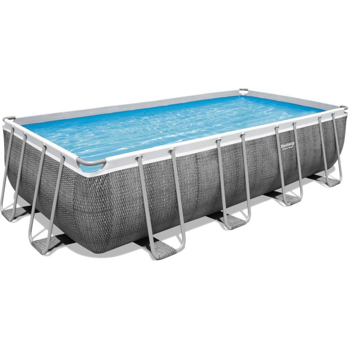 Каркасный бассейн BESTWAY POWER STEEL 488х244х122см + фильтр-насос 3028 л/ч, тент, лестница 56996 BW